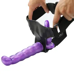 Фиолетовый взрослые игры секс-игрушка, дилдо ремешок на фаллоимитатор двойной щипцы Страпон секс-игрушки секс-продукт для пар Страпон