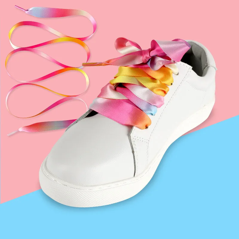 1 пара 100/120 см женские и мужские цветные шнурки для обуви модные кроссовки плоские шнурки для пеших прогулок обувь цветные шнурки для обуви - Цвет: A