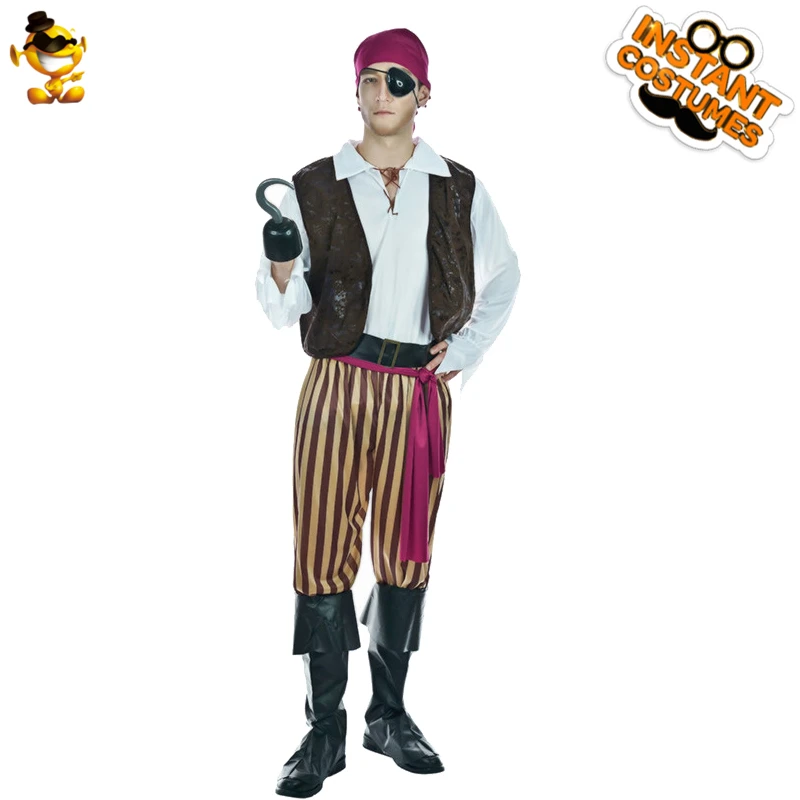 Dsplay海賊コスプレ衣装新スタイルファッショナブルな男性のためのcosクール海賊ハンサムシャツベスト色ストライプパンツブーツスーツ Aliexpress