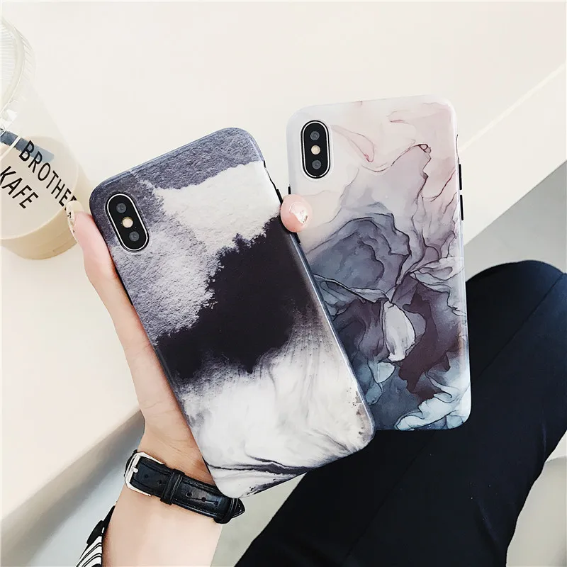 

Silicone Phone Case for iphone 8 8X 7 Plus Soft TPU Abstract Watercolor painting Cover Case For Apple iphone XR XS XS max Coque