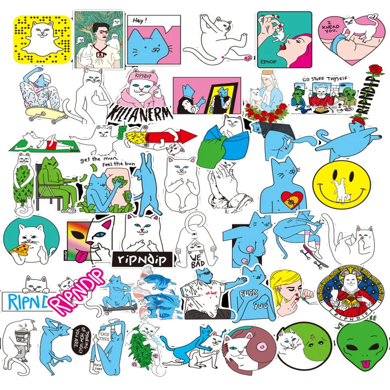 

50pcs Funny Sticker Creative Personality Waterproof Laptop Sticker for Finger Skateboard Car Styling Dec