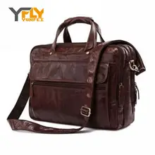 Y-fly 2016 новости 100% реального первый слой натуральной кожи мужчины портфель старинные сумка дорожная сумка портфолио ноутбук DB4743
