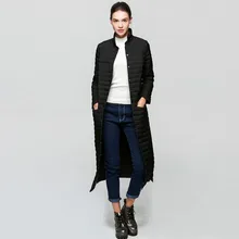 Новинка, зимняя куртка для женщин, легкий пуховик, 90% белый утиный пух, куртки, тонкие парки с длинным рукавом, пальто, длинное пальто