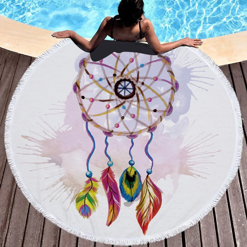 Dream Catcher круглый пляжное полотенце с принтом сеть Ловца снов с Ленточки для лета микрофибры плавательный Спортивное покрывало - Цвет: Model -2-14
