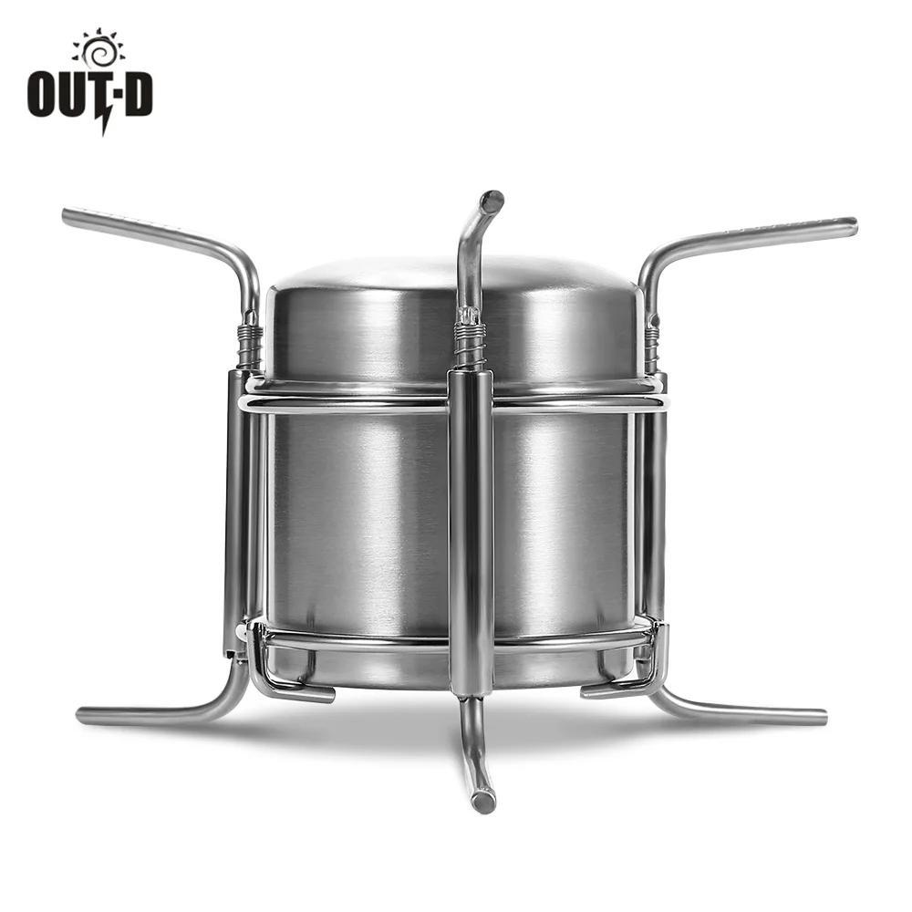 

OUT - D Ultralight Stainless Steel Portable Mini Spirit Burners Alcohol Stove Outdoor Camping Furnace With Stand