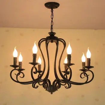 

Bar rustic Iron chandelier lamps Antique industrial lighting E14 6-8 pcs New Arrival Kitchen vintage Led candle Chandeliers