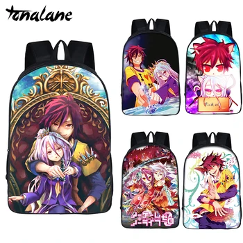 

Anime No Game No Life Backpack for Teenage Girls Boys Children School Bags Travel Rucksack Sora Shiro Students Book Bags