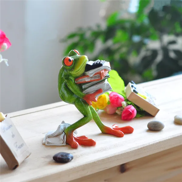 Funny Frog Family Office Styles Resin Toys Figures - 4