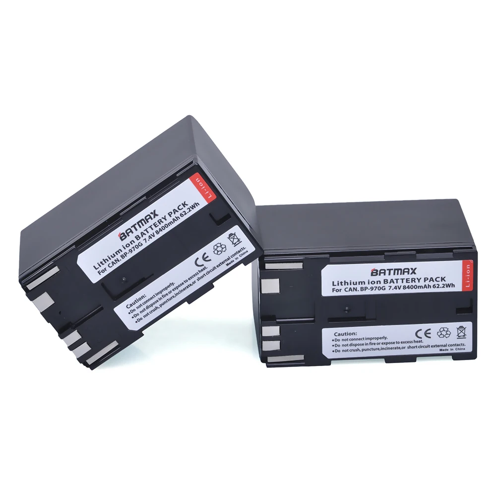 Batteria Batmax 2Pc 8400Mah Bp-970G Bp 970G Bp-975 Per Canon Eos C100, Eos C100 Mark Ii, Eos C300, Eos C300 Pl,