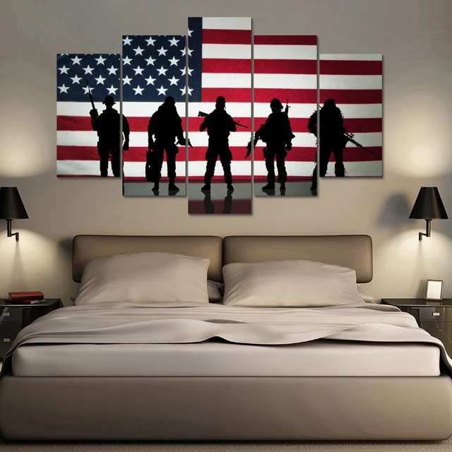 Wall Art Frame Canvas Home Decor Modern 5 Panel American Flag Wall Art Frame Canvas Home Decor Modern 5 Panel American Flag Solrs Living Room Hd Print