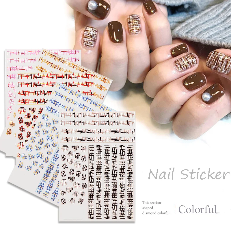 

1 Sheet 3D Personality Water Decals Nail Art Stickers Colored Houndstooth shape on Nails of Dandelions Stickers ManicureZ077