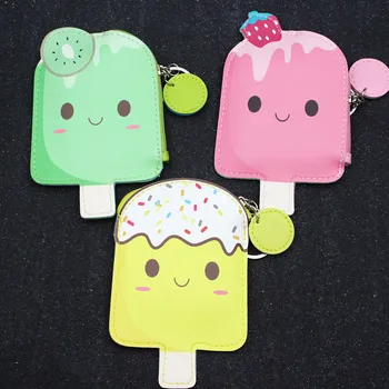 

M236 Sweet Fruit Purses For Women Popsicle Series Of Other PU Leather Wallet Bus Card Bag Key Buckle Strap