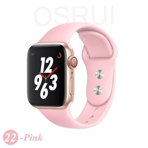 Спортивный силиконовый ремешок для apple watch band 4 44 мм 40 мм iwatch band 42 мм 38 мм ремень для браслета apple watch series 5 4 3 2 аксессуары - Цвет ремешка: 22- Pink