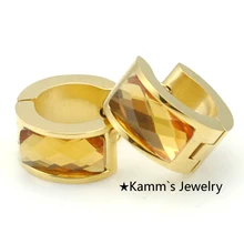 Подарок вечерние брендовые качественные мужские акриловые кольца Золотая цветная серьга 316L ювелирные изделия из нержавеющей стали оптом KE389