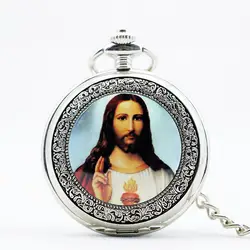 Иисус Христос учил религиозных Стиль Ретро Классический Иисус и Девы Марии кварцевые карманные часы Подарочные часы # WP4012