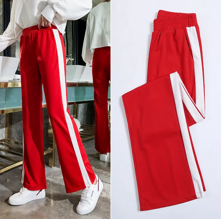 2019 Spring and summer new style Multicolor drooping straight pants Loose sports pans Casual wide leg pans 2019 Spring and summer new style Multicolor drooping straight pants Loose sports pans Casual wide leg pans