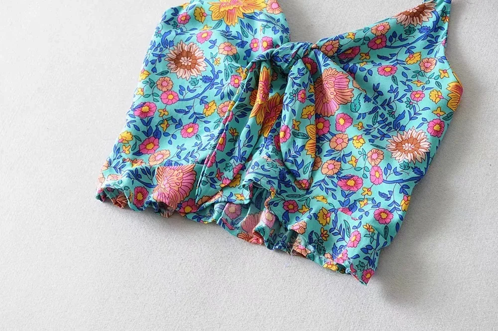Женские майки Новые летние винтажные с цветочным принтом, короткий пляжный Boho каникулы женские топы женские футболки