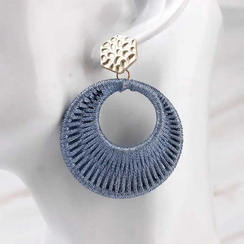 

ZWPON Rope Weave Wrapped Sunfay Round Earrings for Women