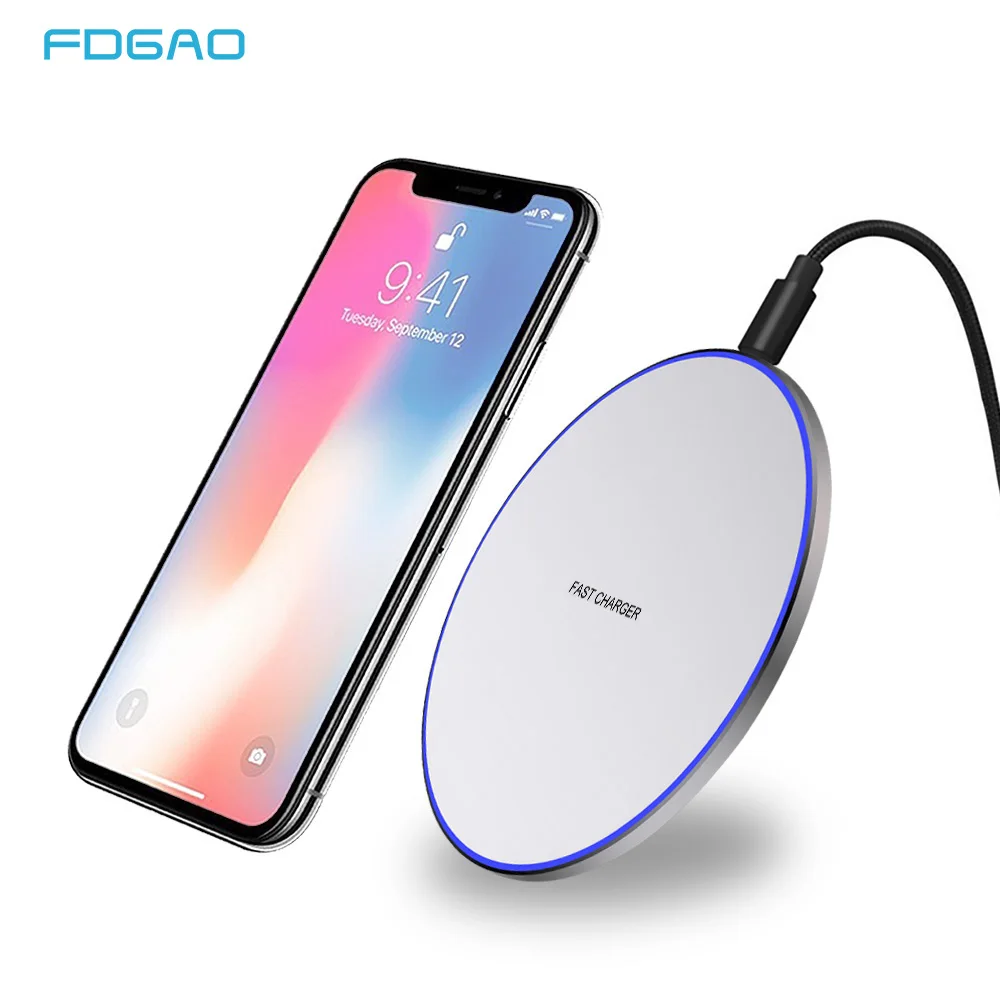

FDGAO QI Wireless Charger 10W Fast Wireless Charging Pad for iPhone X XS MAX XR 8 plus For Xiaomi Mix 2s 3 Universal USB Charger