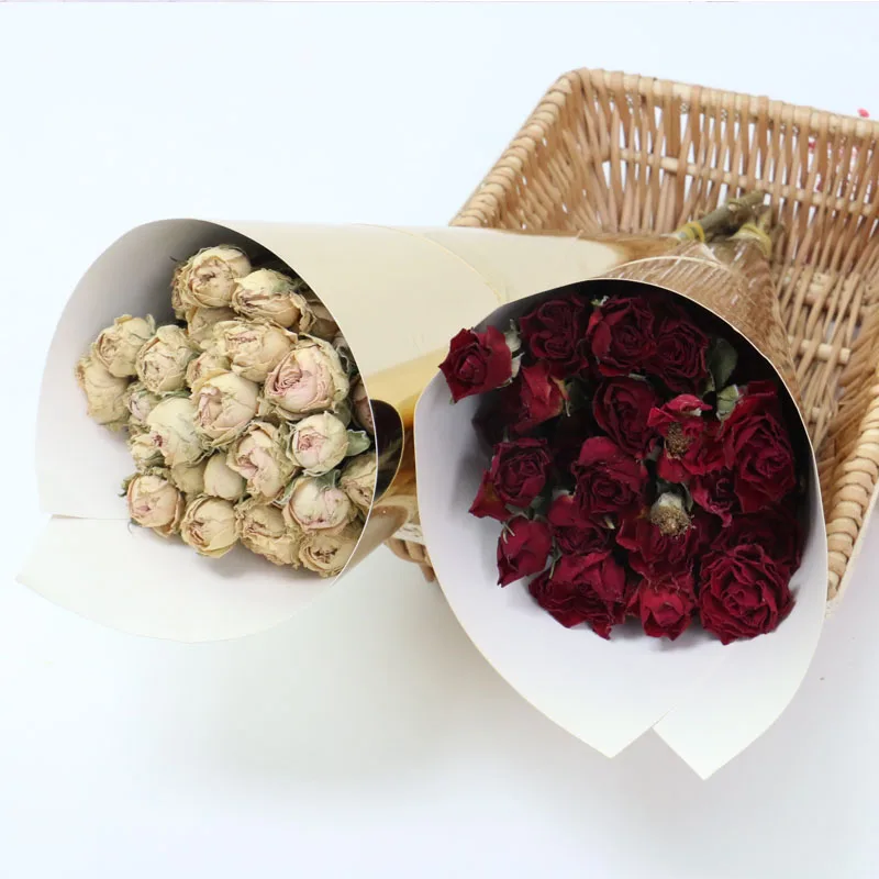 Натуральный сушеный цветочный букет из роз для свадьбы, Рождества, семейные вечерние украшения, украшение дома, Цветочная композиция