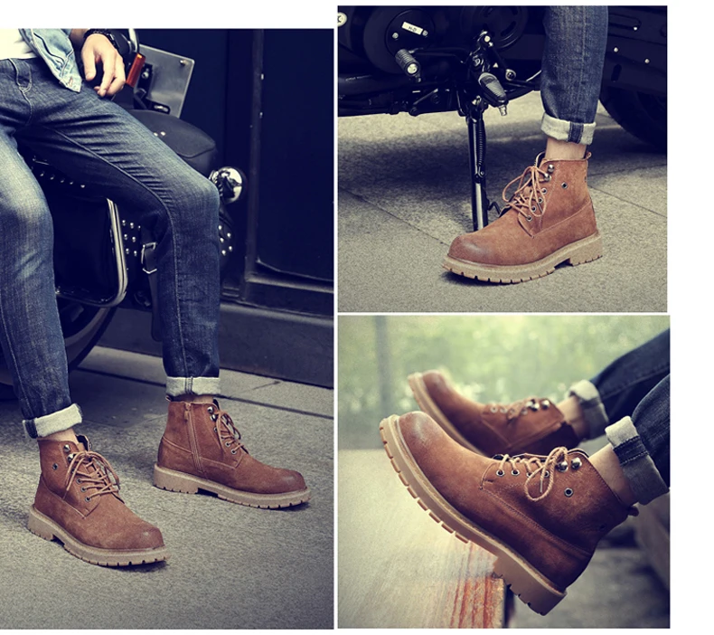 Men's Boots Lace-up Desert Boot Ankle Black Men Boots Genuine Leather Men Shoes Genuine Leather Winter Shoes Mens Fashion Boot   (6)