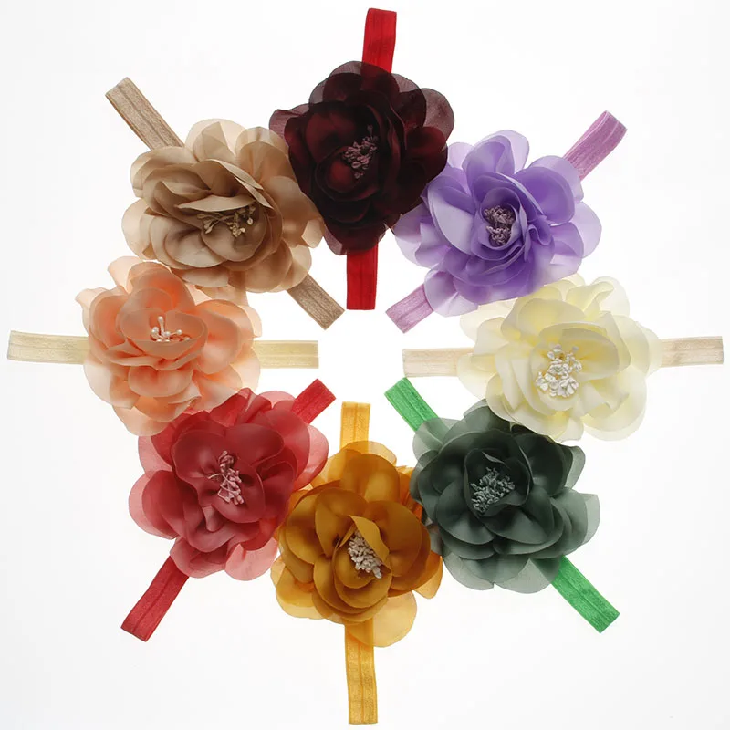 

2017 New Baby Infant Girls Fashion Hair Accessories Toddler Elastic Band Chiffon Flower Headband Hair Band Hairband Summer Style
