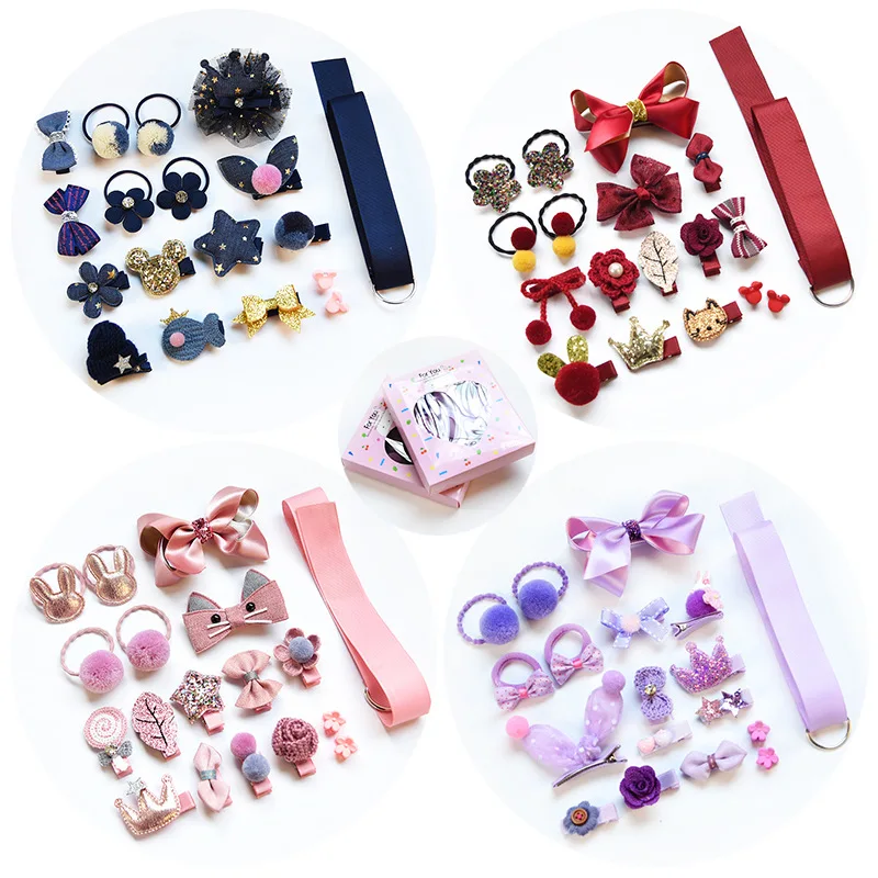 1 Set = 18 PCS 2019 New Kids Children Accessories Hairpins Barrettes Baby Fabric Bow Flower Headwear Hair clips Girls Headdress | Детская
