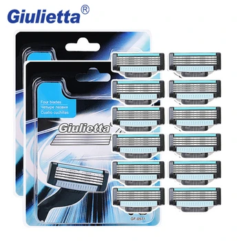 

Giulietta 12pcs/lot Shaving Razor Blades For Men New 4 Layer High Quality Stainless Steel Man Manual Shaver Blade Lame De Rasoir