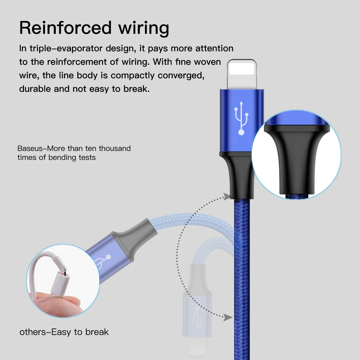 Baseus 3 en 1 Cable USB para iPhone XS Max XR 8X8 7 6 5 cargador de carga de Micro USB cable para teléfono móvil USB tipo c Cable de tipo c
