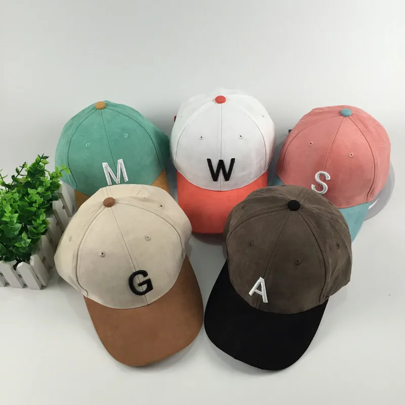 

Korean Style Suede Letters Contrast Color Baseball Cap Boys Girls Sun Hat  F1735MZ14