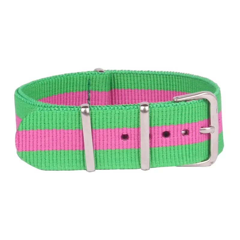 

20 mm Stripes/Green Rose Nato Woven Fiber watchband 20mm Nylon Watch Bracelet Strap Wristwatch Band Buckle Cheap fabric