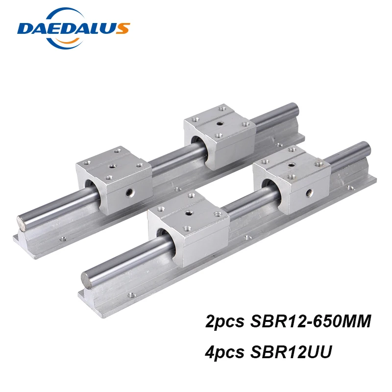

2pcs SBR12 650mm Linear Rail CNC Linear Guide + 4pcs SBR12UU Linear Slide Motion Ball Bearing Blocks Linear Slide Shaft