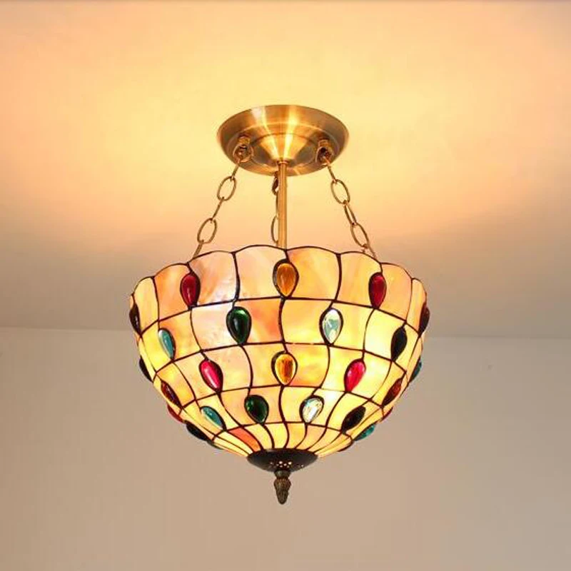 

Tiffany uropean art pendant lamp entrance bedroom balcony garden aisle colorful warm Tiffany creative Pendant Lights DF46 lo1020
