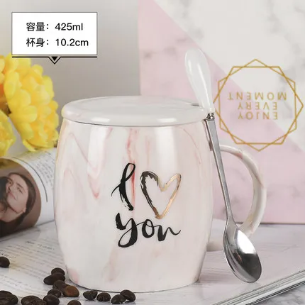P OUSSIRRO Фламинго узор натуральный мрамор фарфоровая кофейная кружка Mr and Mrs чай чашка молока творческий подарок на свадьбу юбилей - Цвет: P