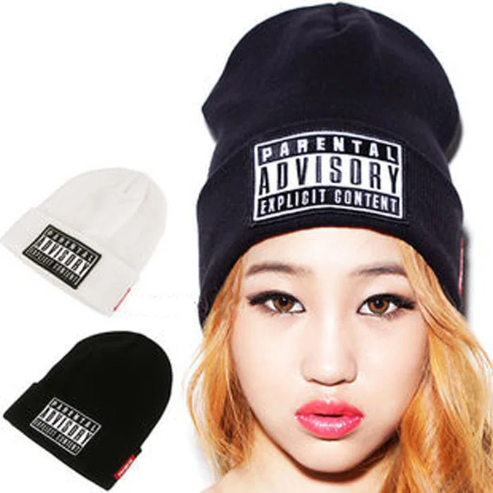 Letter Hat with PARENTAL ADVISORY EXPLICIT LYRICS Skullies Beanies Wool Knitted Hats for Women Winter Cap Men Sport Hat 1MZ0512