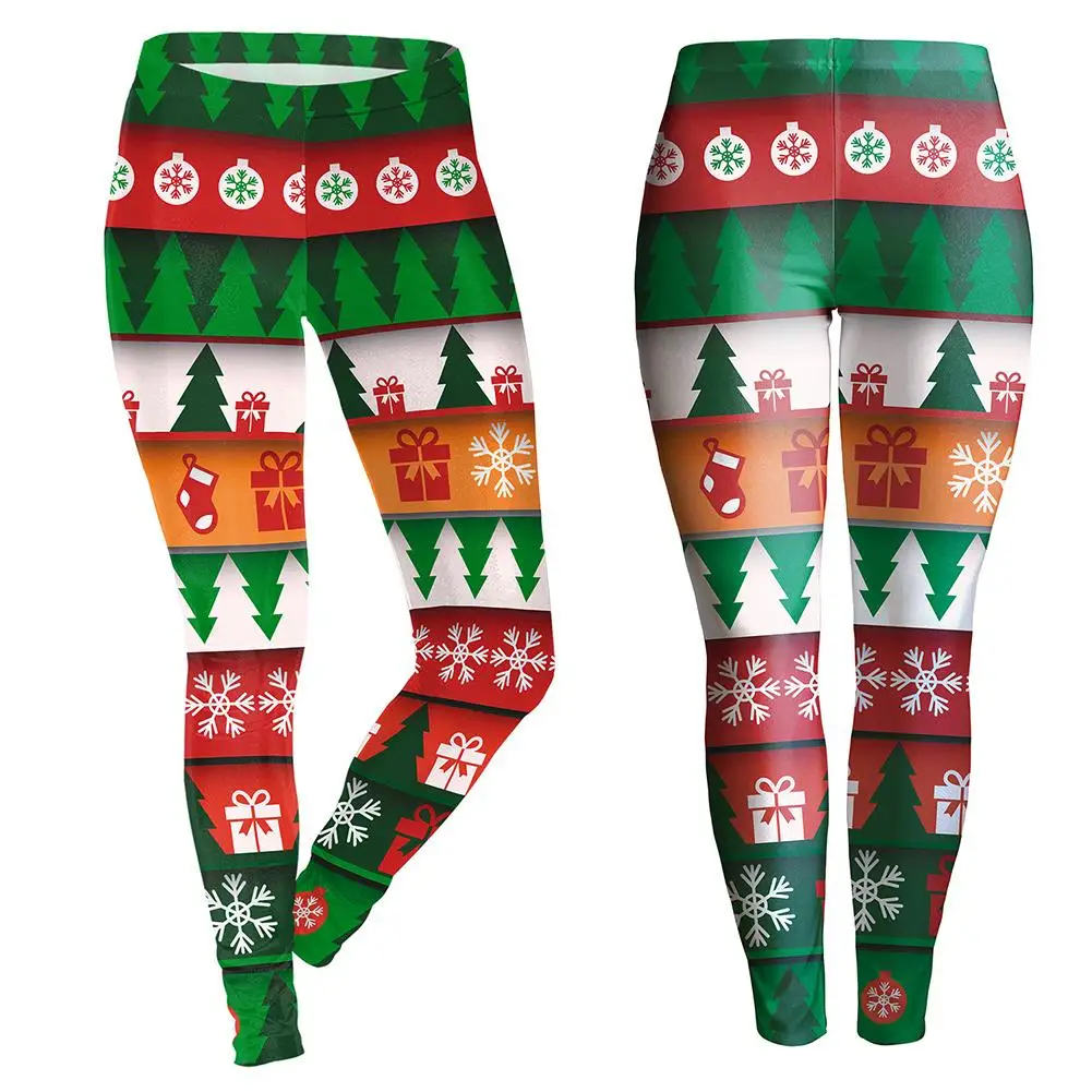 fashion Christmas Tree Snowflake Print Women Leggings Skinny Long
