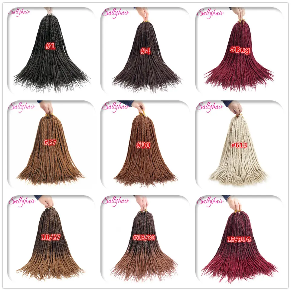 Sallyhair 18 Inches Crochet Box Braids Hair Extensions Brown Synthetic Braiding Hair Low Temperature Fiber