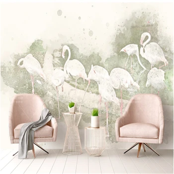 

Custom 3D Mural Wallpaper Flamingo Mural Wallpaper for Living Room Kitchen Decoration Restaurant Wallpaper Free Shipping Bedroom