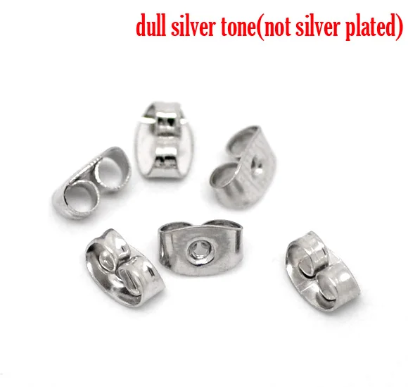 

Earring Findings Ear Nuts Post Stopper Bowknot Silver Tone 6mm( 2/8") x 4mm( 1/8"), 100 PCs new