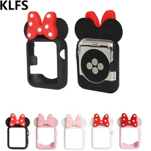 KLFS силиконовый чехол для Apple Watch band 38, 42, 40, 44 мм Iwatch Series4, 3, 2, 1, женская мягкая ТПУ Рамка, защитный чехол с Микки Маусом