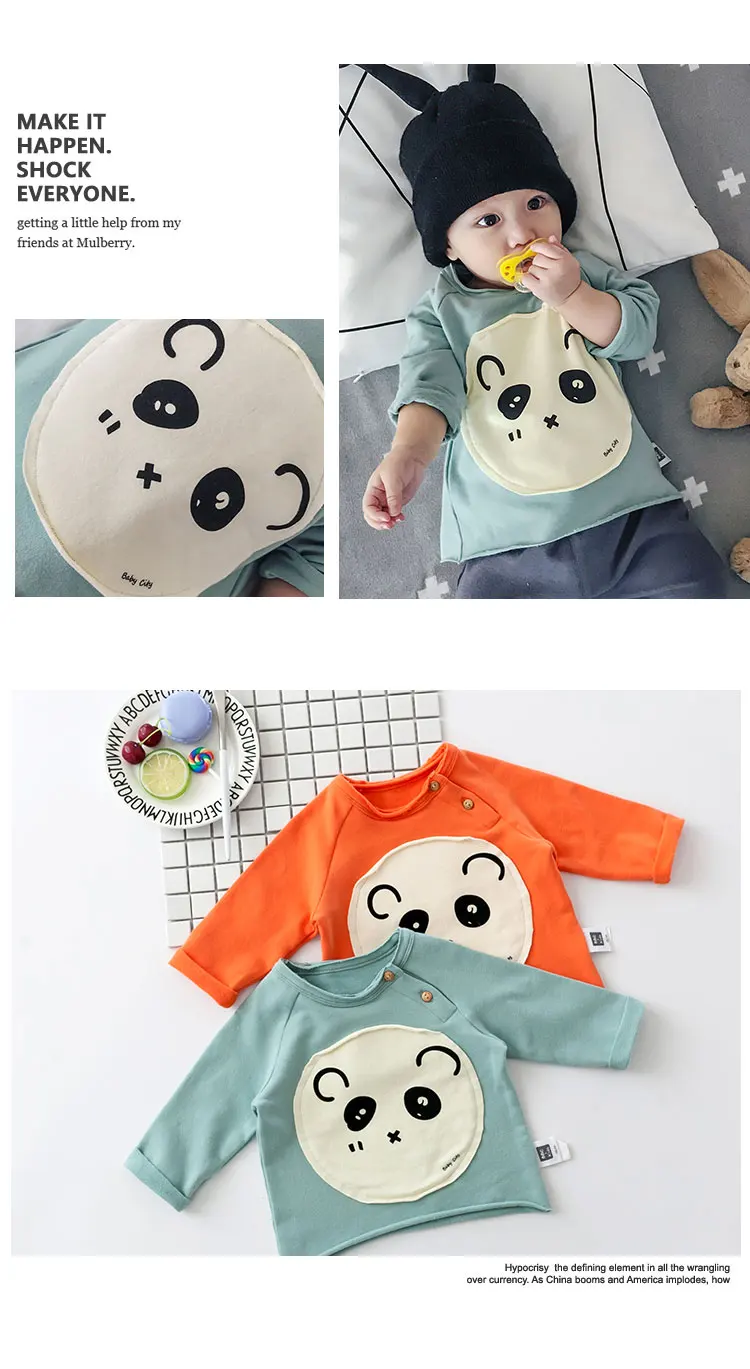 Lemonmiyu/весенние хлопковые футболки для малышей, безрукавки с животными, с круглым вырезом, модные топы для новорожденных, Мультяшные кнопки, мягкая одежда для малышей