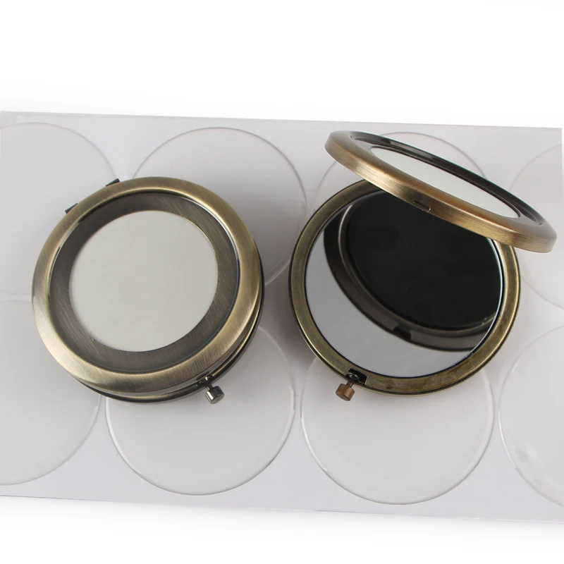 Hollow Bronze Compact Mirror with epoxy sticker  (10)