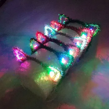 

Light Animal Ears Headband Cat Fox Cosplay Glow Hairband Headdress Halloween Flashing Glow Concert Wedding Rave LED Party