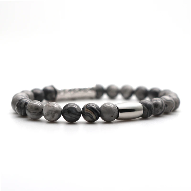 1 earth globe beads with silver charms bracelet  (2)
