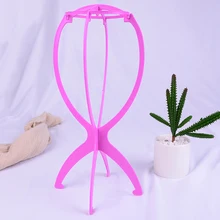 1PC Portable Folding Stable Wig Stand Wig Stand Plastic Wig Holders Display Tool Black/Blue/White/Pink