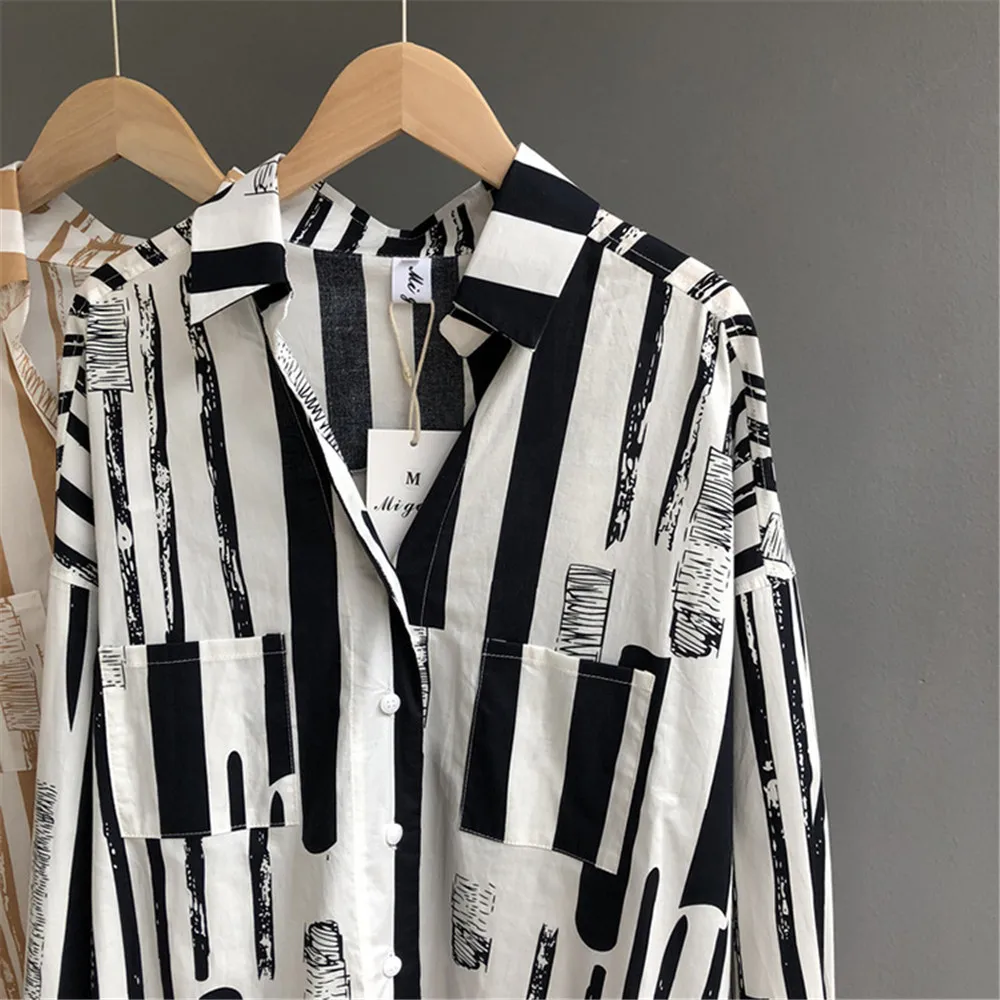 Autumn Striped Blouse Women 2018 Blusas Loose Slim Fit Long Sleeve Campus Shirts Fashion Top All Match For Women's Blouses  (15)