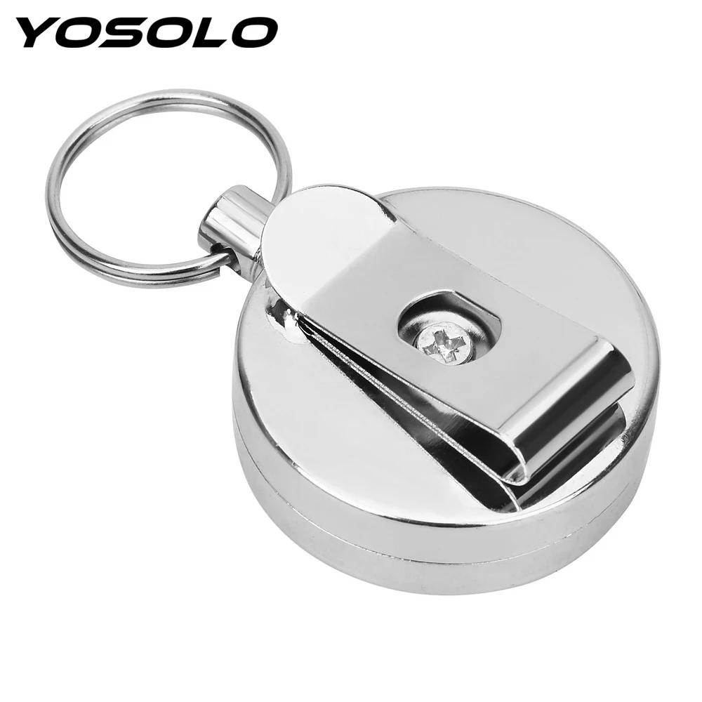 

YOSOLO 60cm Anti-theft Keychain Wire rope Pull Keyring Retracting Extendable Metal Wire Key Chain Ring Clip Telescopic Key Ring