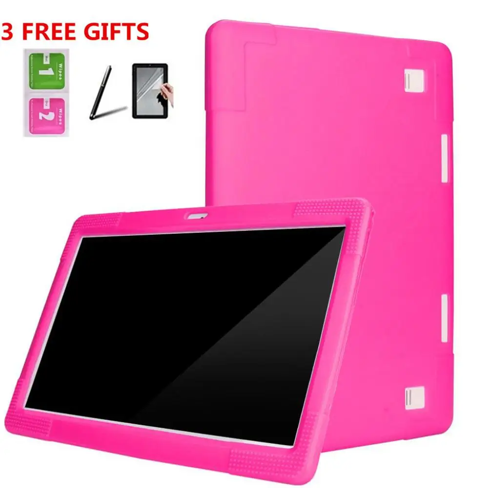 Универсальный силиконовый чехол для 10 10,1 дюймов Android Tablet PC+ Карандаши+ пленка модный дизайн высокое качество гибкая фиксированная рамка - Цвет: 4