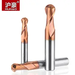HUHAO 1pc HRC50 Tapered Ball Nose End Mill Tungsten Coated Ball Head Cutter Tungsten Steel  R0.5-R6mm CNC Engraving Bit