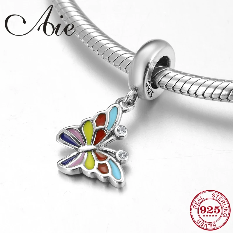 

Fashion 925 Sterling Silver Colorful Enamel butterfly charms Beads Fit Pandora Original Bracelet Jewelry making